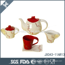 China hot product elegant flower print eco-friendly ceramic mini pot tea set